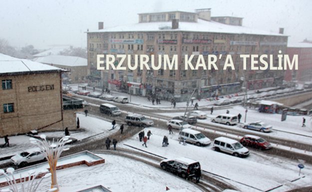 Erzurum Nisan'da Beyaza Büründü