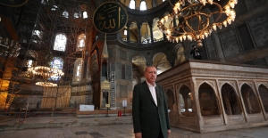 Cumhurbaşkanı Erdoğan, Ayasofya Camisi’nde İncelemelerde Bulundu