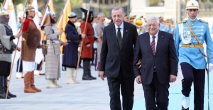 Cumhurbaşkanı Erdoğan, Filistin Devlet Başkanı Abbas'ı Resmi Törenle Karşıladı