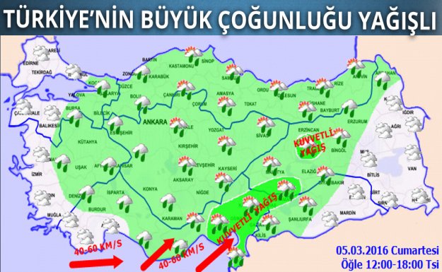 Türkiye'nin Büyük Bölümü Yağışlı
