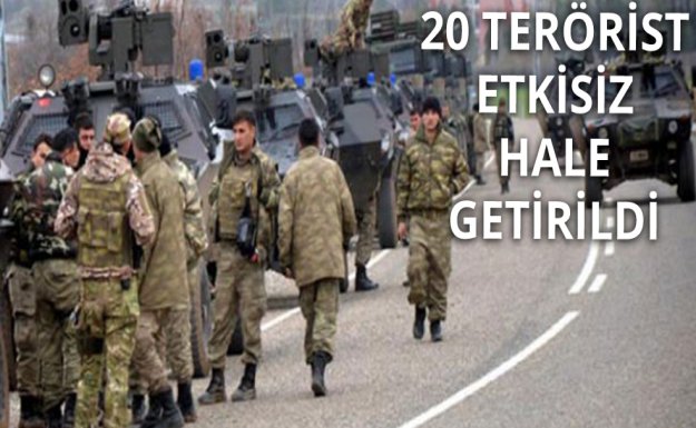 3 İlde 20 PKK'lı Terörist Öldürüldü